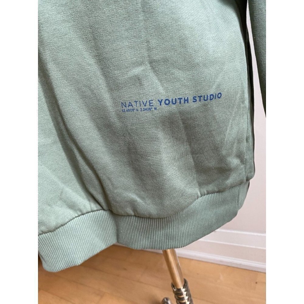 Native Youth Mens green sweatshirt BNWOT XLarge NEW blue contrast trim - Picture 3 of 8